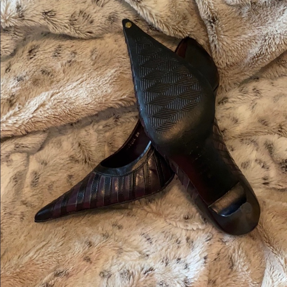 Sexy purple leather pointy stilettos vintage new - Picture 4 of 6